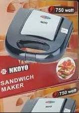 Nkoyo Electric Sandwich Maker with Non-Stick Plates, 750W Indoor Grill Kitchen.